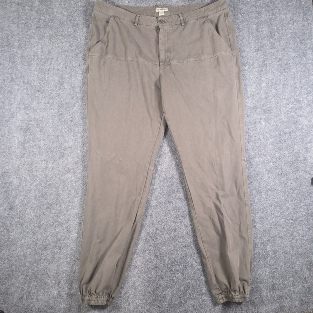 32 Bar Blues Jogger Pants Mens 40x31 Brown Elastic Cuff Casual Cotton